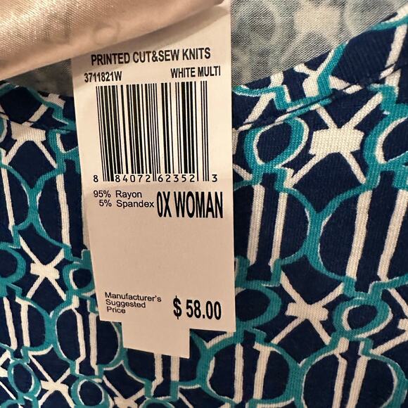 Philosophy Republic Clothing Women’s Geometric Print Knit Top Blue Plus Size 0X - Picture 5 of 6